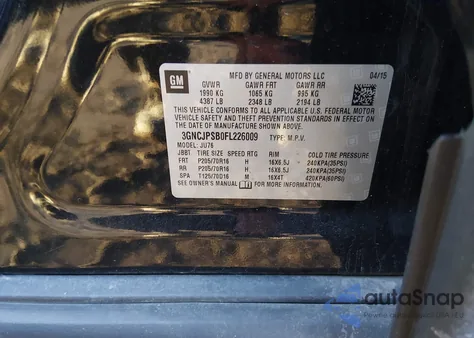 2015 Chevrolet Trax 1Ls from USA, damaged, VIN 3GNCJPSB0FL226009